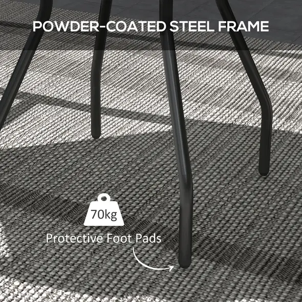 Outsunny Φ60 Garden Table, with Glass Printed Tabletop - Multicolour - 5