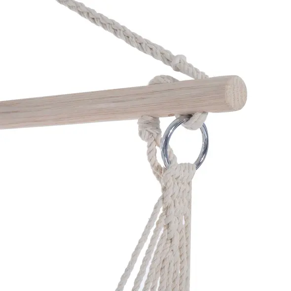 Outsunny Outdoor Hanging Rope Chair with Soft Padded Seat & Backrest, Garden Hammock Chair with Wooden Support Bar Cotton Cloth, Portable Garden Chair for Patio & Tree, Orange - 7