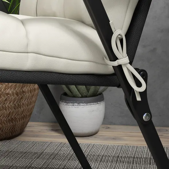 Outsunny Outdoor Garden Seat Cushion with Backrest, Cream White - 8