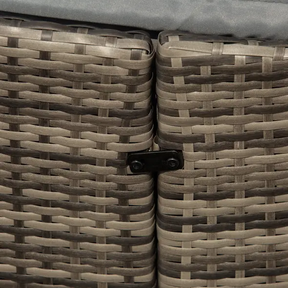 Outsunny Outdoor PE Rattan Garden Furniture with Cushioned, Patio Wicker Conversation Furniture Set, Round Daybed with Retractable Canopy, Coffee Table and Three Pillows, Dark Grey/Grey - 8