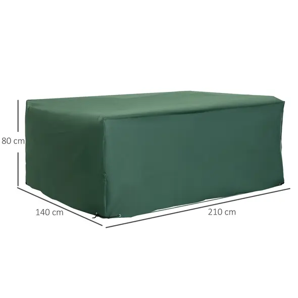 Outsunny Outdoor Garden Furniture Cover Waterproof, Anti-UV 600D Heavy Duty Oxford Fabric Patio Furniture Cover for Rectangular Sofa Table Set, Green, 210 x 140 x 80 cm - 3