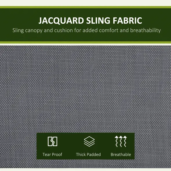 Outsunny Outdoor 3-person Metal Porch Swing Chair Bench, Grey - 5