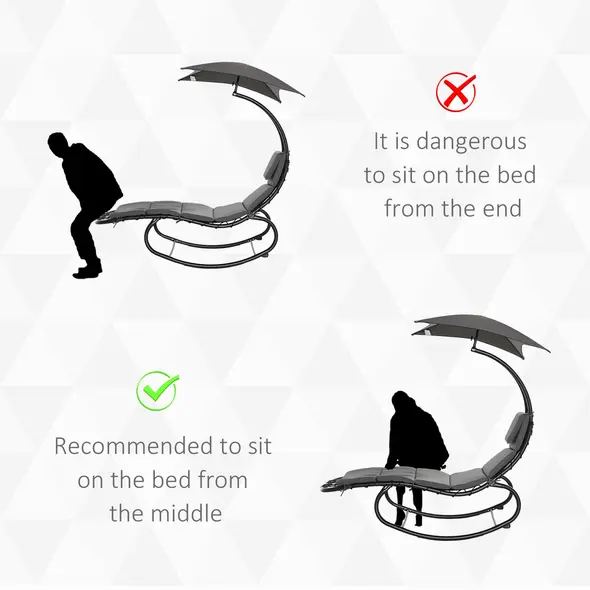 Outsunny Patio Rocking Chaise Lounge Rocking Bed with Canopy Cushion Headrest Pillow - 5