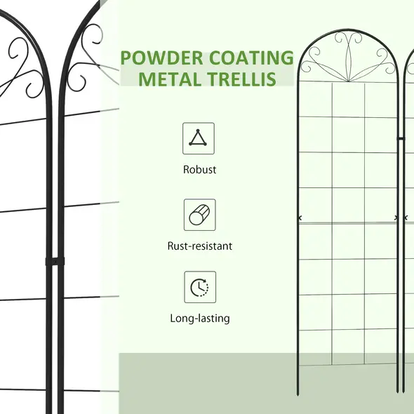Outsunny Metal Trellis Set of 2, Garden Trellis for Climbing Plants Support Frames, Grid Design - 6