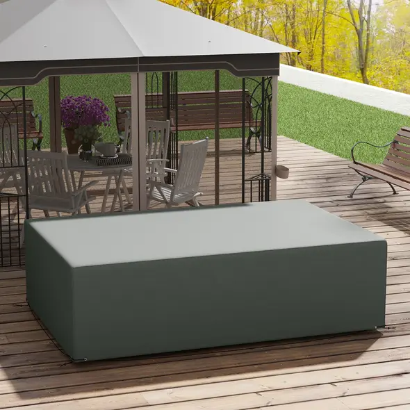 Outsunny Outdoor Garden Furniture Cover Waterproof, Anti-UV 600D Heavy Duty Oxford Fabric Patio Furniture Cover for Rectangular Sofa Table Set, Dark Grey, 245 x 165 x 66 cm - 7