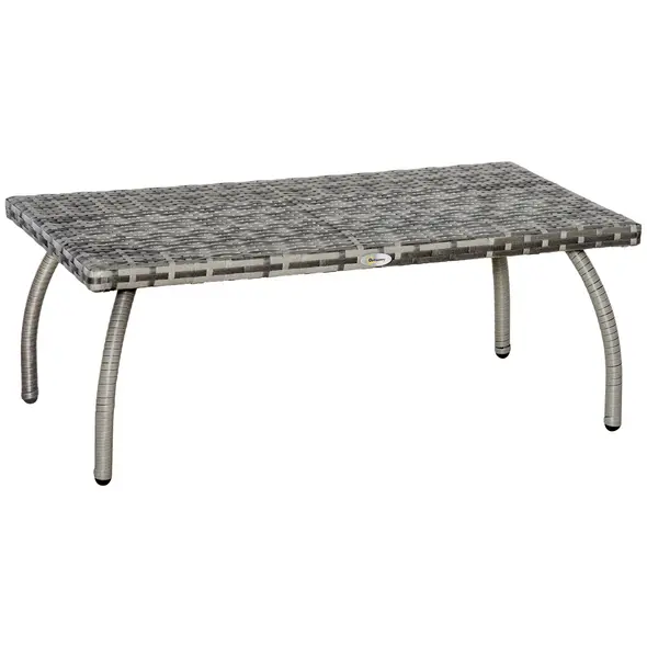 Outsunny PE Wicker Rattan Garden Coffee Table - Mixed Grey - 1