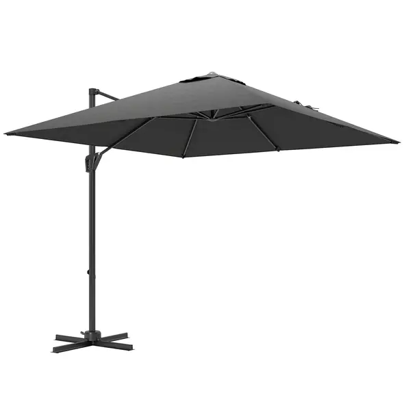 Outsunny Patio Offset Parasol Umbrella - Dark Grey - 1