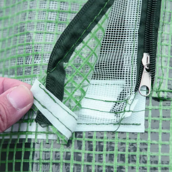 Outsunny Mini Greenhouse, Portable Garden Small Greenhouse with Zipped Windows and Door, 180 x 140 x 80cm, Dark Green - 8