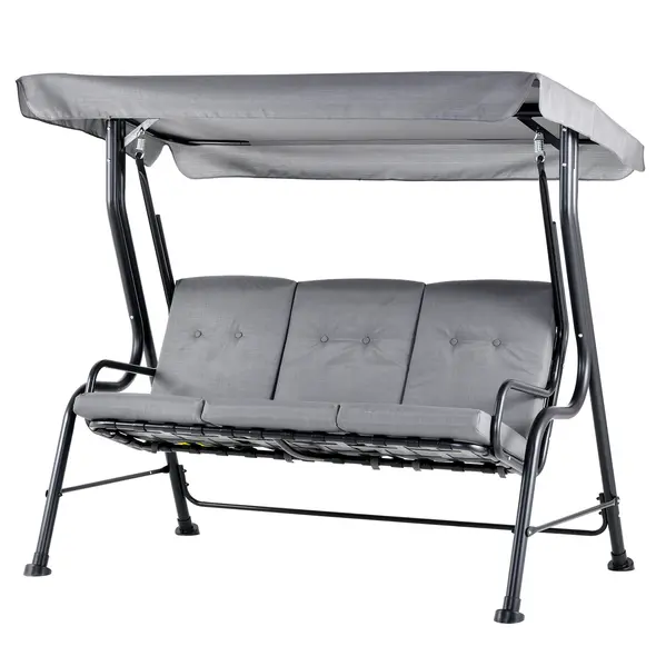 Outsunny Outdoor 3-person Metal Porch Swing Chair Bench, Grey - 1