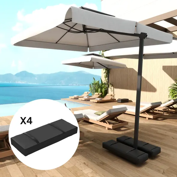Outsunny Parasol Weights Set of 4, Parasol Base Weights Bags, 25kg Fillable Sandbag Weights with Handles, Cantilever Umbrella Base Weights, Black - 8