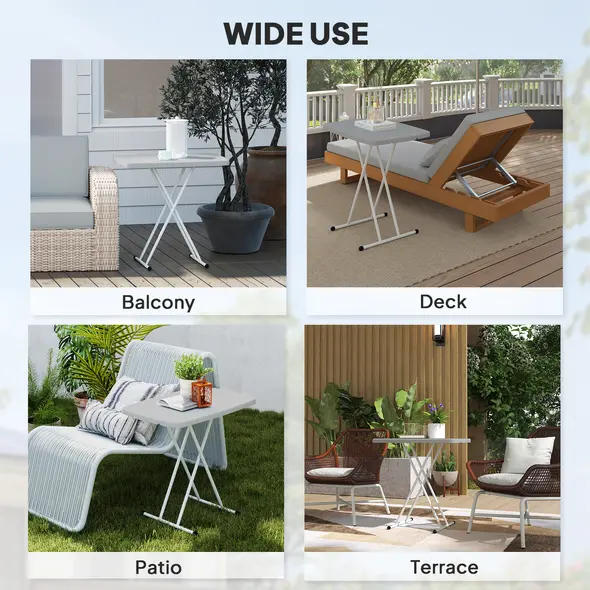 Outsunny Minimal Folding Outdoor Table - Grey/White - 7