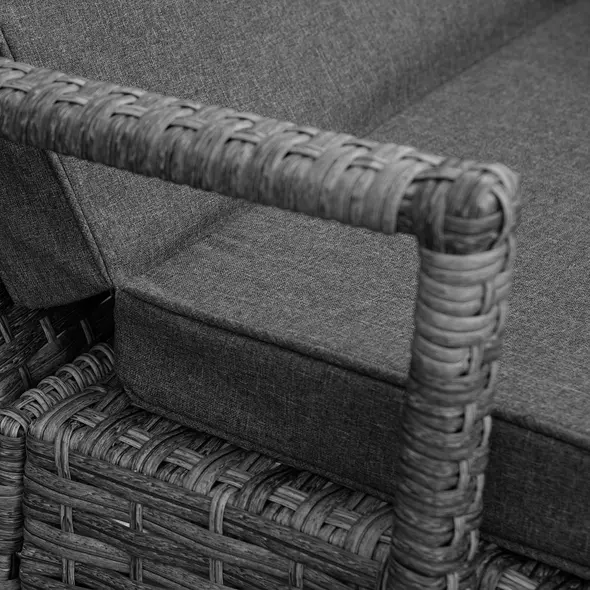 Outsunny PE Rattan Sun Loungers set of 2 with Cushion, Outdoor 2 Pieces Garden Sunbed Furniture with 4-Level Recliner Backrest, and Armrest, Grey - 7