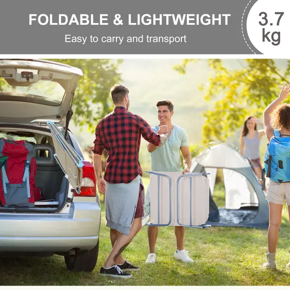 Outsunny Outdoor Foldable Sun Lounger, Adjustable Backrest Garden Recliner Sun Lounger Chair with Headrest Pillow, Beige - 6