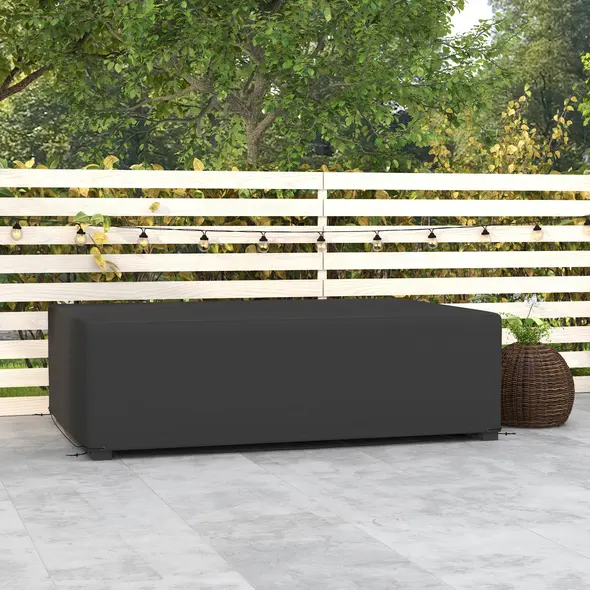 Outsunny Outdoor Garden Furniture Cover Waterproof, Anti-UV 600D Heavy Duty Oxford Fabric Patio Furniture Cover for Rectangular Sofa Table Set, Black, 245 x 165 x 66 cm - 2