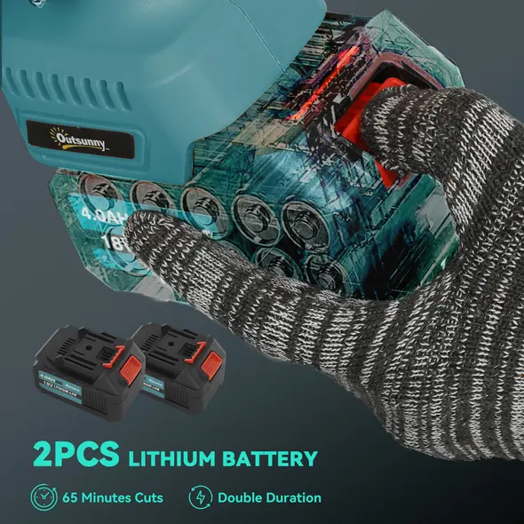 Outsunny Mini Pruning Saw Cordless, 8 Inch Electric Pruning Saw with 2 x 4000mAh Batteries, Brushless Motor and Safety Lock for Tree Trimming, Garden, Wood Cutting, Blue - 5