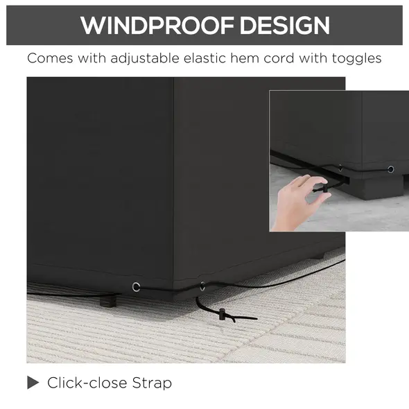 Outsunny Outdoor Garden Furniture Cover Waterproof, Anti-UV 600D Heavy Duty Oxford Fabric Patio Furniture Cover for Rectangular Sofa Table Set, Black, 245 x 165 x 66 cm - 5