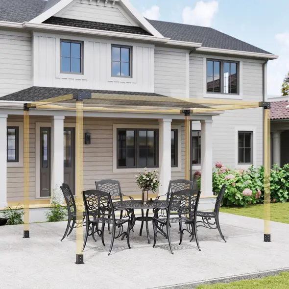 Outsunny Pergola Kit, DIY Pergola Brackets with 3-Way Pergola Corner Brackets and Post Base for 4" x 4" (Actual 3.6" x 3.6") Lumber, 8 PCS Includes Screws - 2