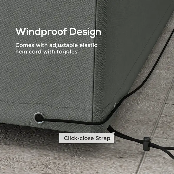 Outsunny Outdoor Garden Furniture Cover Waterproof, Anti-UV 600D Heavy Duty Oxford Fabric Patio Furniture Cover for Rectangular Sofa Table Set, Dark Grey, 245 x 165 x 66 cm - 5