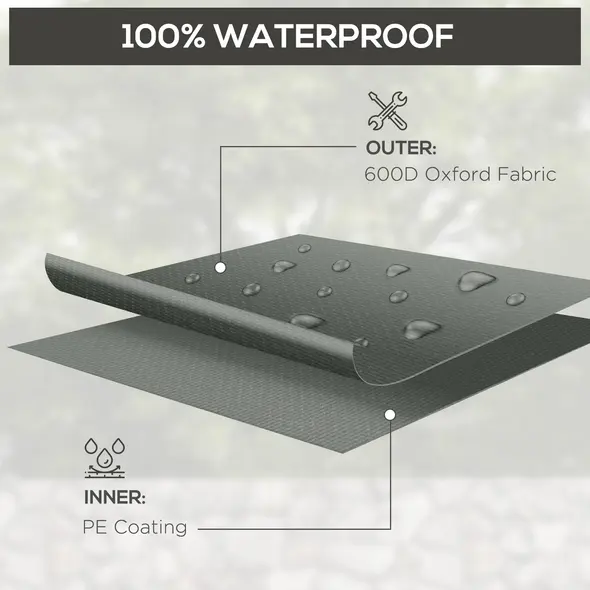 Outsunny Outdoor Garden Furniture Cover Waterproof, Anti-UV 600D Heavy Duty Oxford Fabric Patio Furniture Cover for Rectangular Sofa Table Set, Dark Grey, 245 x 165 x 66 cm - 4