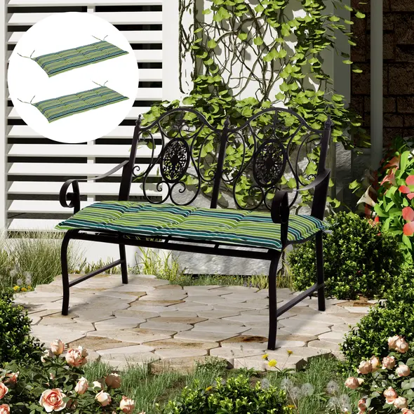 Outsunny Polyester Set Of 2 Swing Chair Cushion Green Stripes - 1