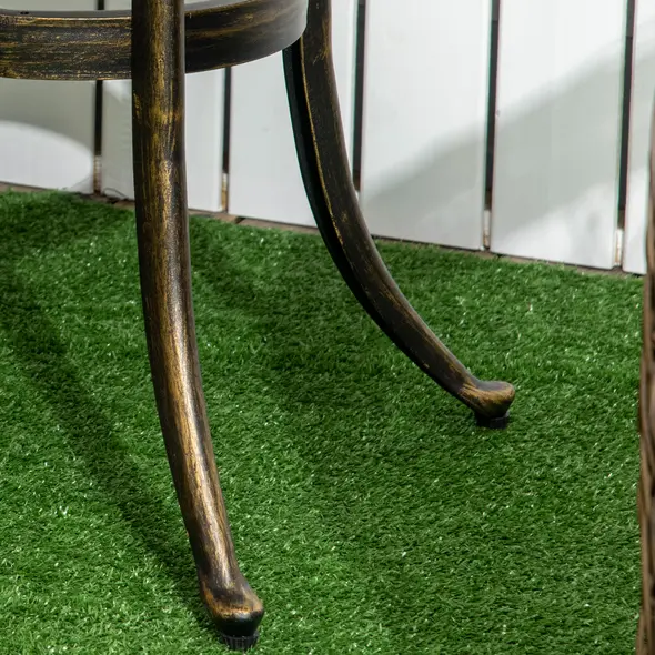 Outsunny Outdoor Garden Table, Cast Aluminium Patio End Table with Anti-slip Foot Pads for Garden, Patio, Balcony, 60 x 52.5cm, Bronze - 9