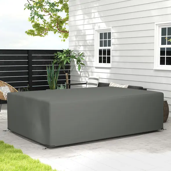 Outsunny Outdoor Garden Furniture Cover Waterproof, Anti-UV 600D Heavy Duty Oxford Fabric Patio Furniture Cover for Rectangular Sofa Table Set, Dark Grey, 245 x 165 x 66 cm - 2
