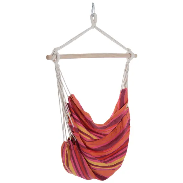 Outsunny Outdoor Hanging Rope Chair with Cotton Rope, Garden Hammock Chair with Wooden Support Bar Cotton Cloth, Portable Garden Chair for Patio & Tree, Red - 7