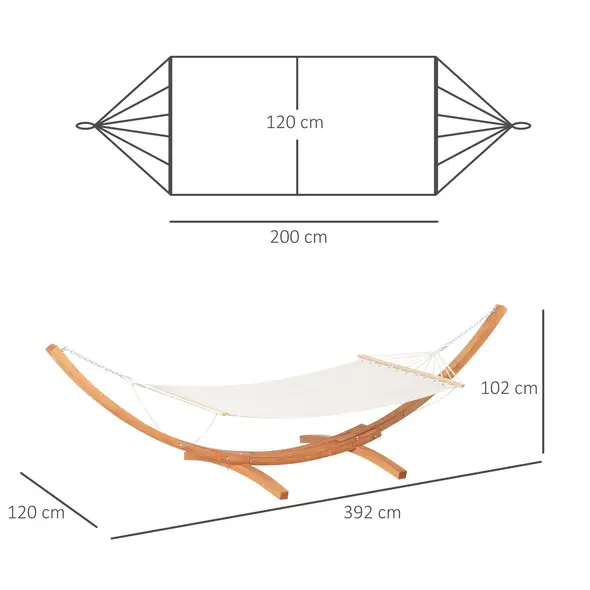 Outsunny Outdoor Garden Hammock with Wooden Stand Swing Hanging Bed for Patio White - 3