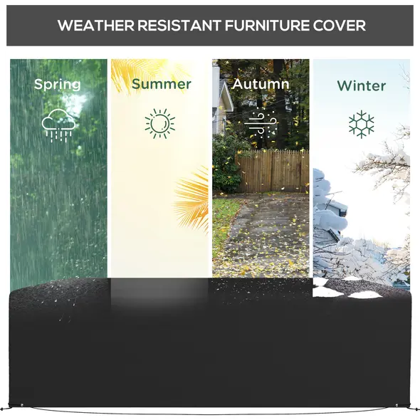 Outsunny Outdoor Garden Furniture Cover Waterproof, Anti-UV 600D Heavy Duty Oxford Fabric Patio Furniture Cover for Rectangular Sofa Table Set, Black, 245 x 165 x 66 cm - 6
