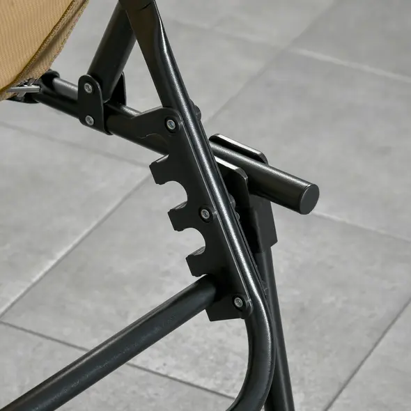 Outsunny Portable Sun Lounger Set of 2, Folding Camping Bed Cot, Reclining Lounge Chair 5-position Adjustable Backrest with Side Pocket, Pillow for Patio Garden Beach Pool, Beige - 9