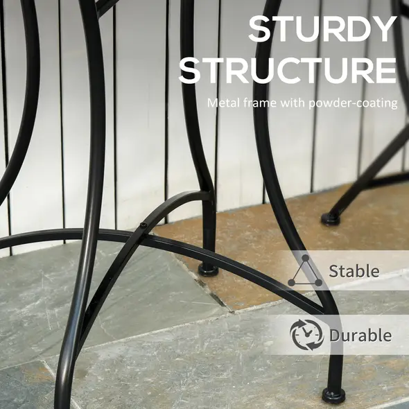 Outsunny Round Mosaic Tabletop Garden Table - Grey/Black - 4