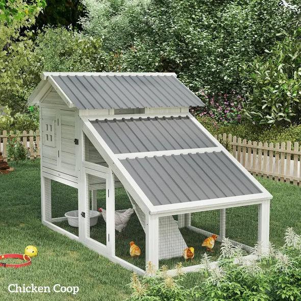 Outsunny Set of 12 Corrugated Steel Roof Sheet Panels - Light Grey - 8