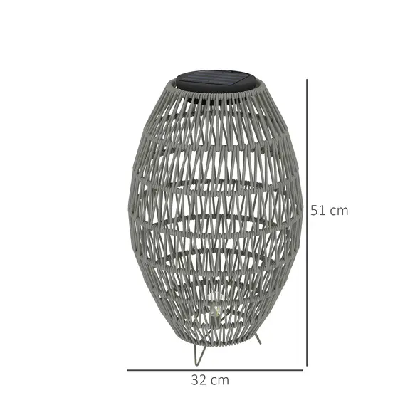 Outsunny Rattan Solar Lamp, Garden Solar Lantern with Auto On/Off Light, IP44 Waterproof, Decorative Outdoor Rattan Lamp for Porch, Pathway, Grey - 3