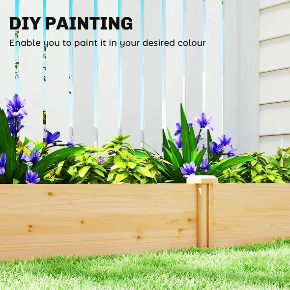 Outsunny Raised Garden Bed, Wooden Planter Box with Divider and Open Bottom for Flowers, Herbs, Vegetables, DIY Painting - 6