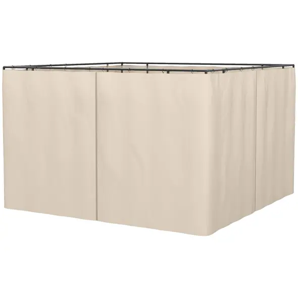 Outsunny Replacement Gazebo Curtains, 4-Panel Gazebo Side Panels Only, for 3 x 3 (M) Gazebos or Pergolas, Hooks/C-Rings Included, Beige - 1