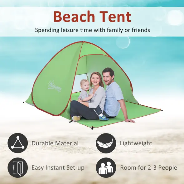 Outsunny Pop Up Tent Beach Fishing Camping UV Protection Patio Sun Shade Shelter - 4