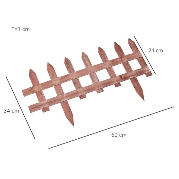 Outsunny Set of 12 Wooden 60cm Garden Fence Pieces - 3