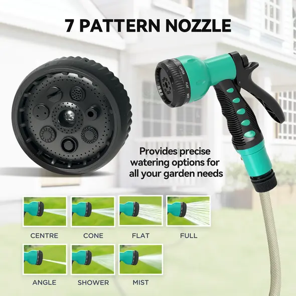 Outsunny Retractable Hose Reel Wall Mounted, 20+2m Garden Hose Pipe Reel with Lock, Auto Rewind, 7 in 1 Spray Nozzle, Includes Wall Fixings, 180° Swivel, Outdoor Watering, 59 x 20 x 39 cm, Black - 7