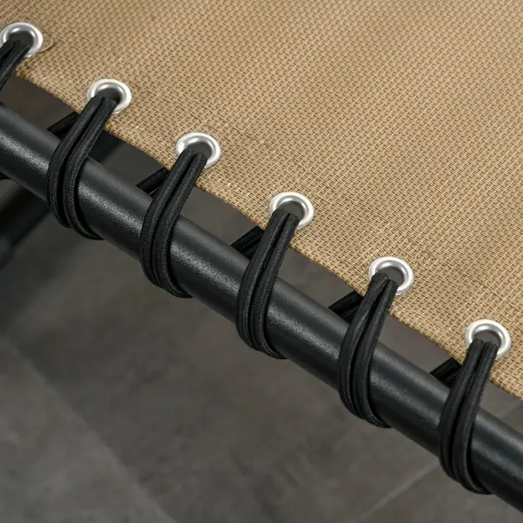 Outsunny Portable Sun Lounger Set of 2, Folding Camping Bed Cot, Reclining Lounge Chair 5-position Adjustable Backrest with Side Pocket, Pillow for Patio Garden Beach Pool, Beige - 8