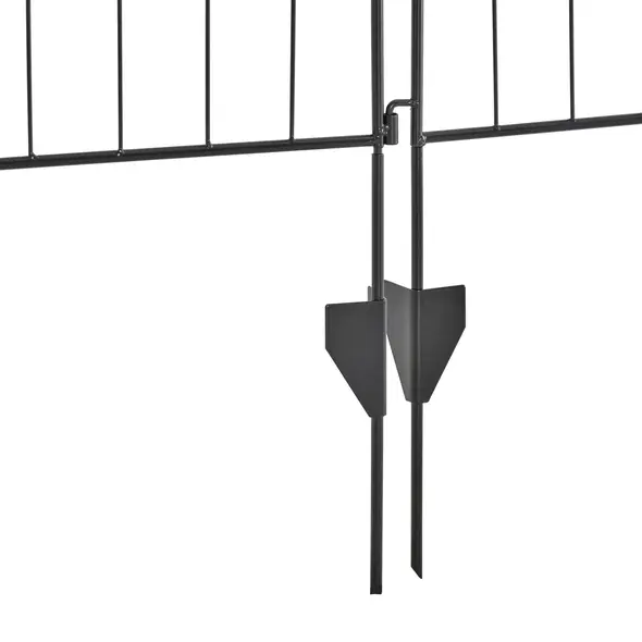 Outsunny Set of 2 Decorative Garden Fence, 8 Panels Metal Picket Fence, Versatile Shapes for Patio Lawn, 365cm x 112cm, Black - 8