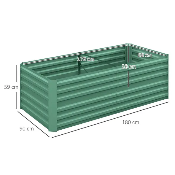 Outsunny Raised Beds for Garden, Galvanised Steel Outdoor Planters with Multi-reinforced Rods, 180 x 90 x 59 cm, Light Green - 3