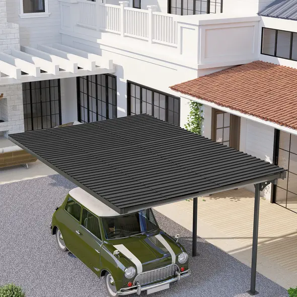 Outsunny Set of 12 Corrugated Steel Roof Sheet Panels - Black - 8