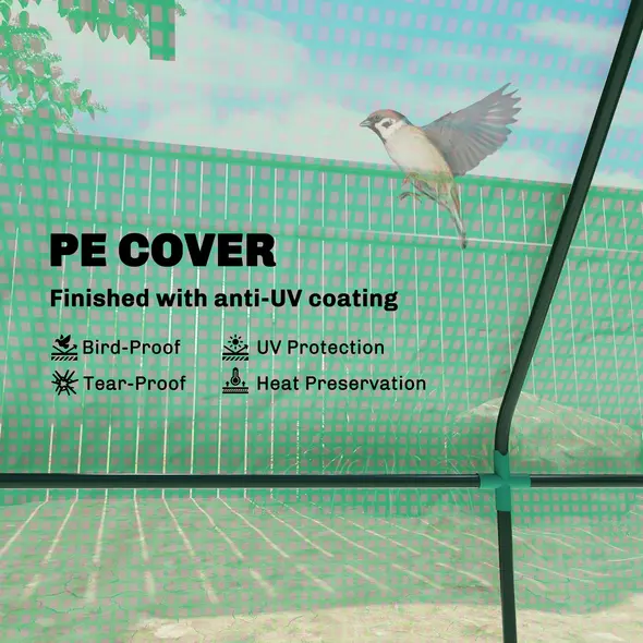 Outsunny Portable Small Polytunnel, Mini Greenhouse with Mesh Windows for Indoor and Outdoor, 240x90x90cm, Green - 4