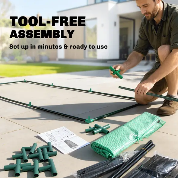 Outsunny Portable Small Polytunnel, Mini Greenhouse with Mesh Windows for Indoor and Outdoor, 240x90x90cm, Green - 6