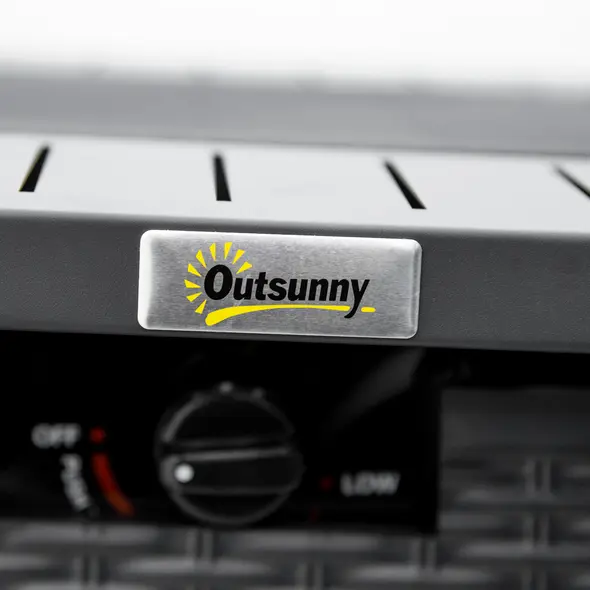 Outsunny Rattan-style Propane Gas Fire Pit Table with 40,000 BTU Burner, Square Smokeless Firepit Patio Heater with Thermocouple, Lava Rocks, Waterproof Cover, Spark Guard and Lid, Black - 9