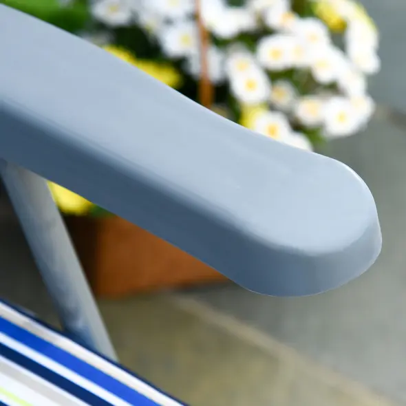 Outsunny Reclining Garden Chair Set of 2, 5-Level Adjustable Zero Gravity Chairs with Cushions, Folding Sun Lounger Garden Recliner Chairs with Armrests for Outdoor, Patio, Blue Stripe - 8