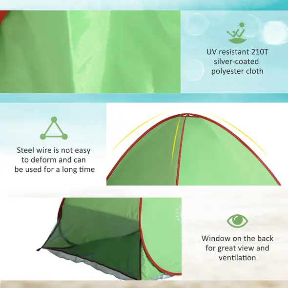 Outsunny Pop Up Tent Beach Fishing Camping UV Protection Patio Sun Shade Shelter - 6