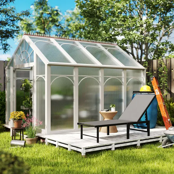 Outsunny Reclining Sun Lounger - Grey - 7