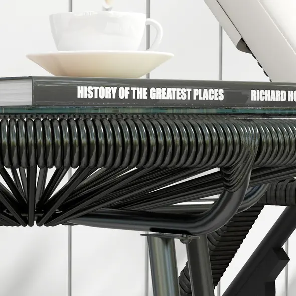 Outsunny Rattan Side Table, Round Outdoor Coffee Table, with Round PE Rattan and Tempered Glass Tabletop for Patio, Garden, Balcony, Black - 7