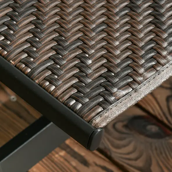 Outsunny Rattan Sun Lounger, with Five-Position Back - Brown/Black - 8